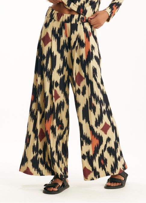 Calça malha ampla estampada tapiá