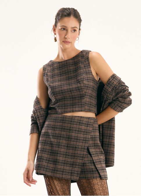 Regata shell xadrez vintage flanelado