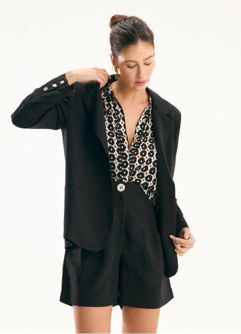 Blazer linho alfaiataria destinos preto