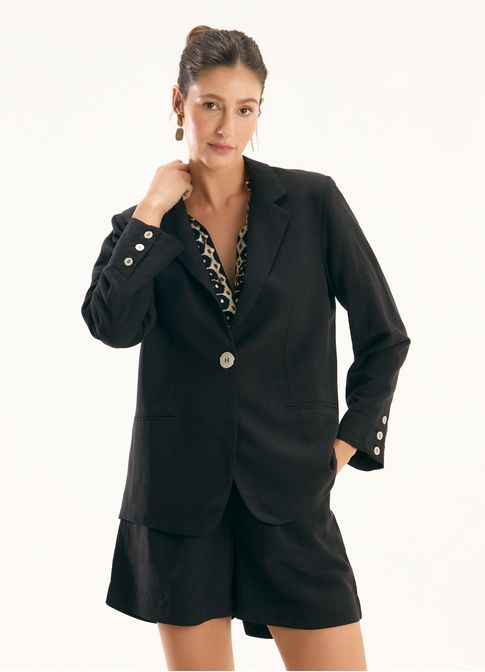 Blazer linho alfaiataria destinos preto