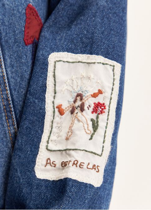 Jaqueta jeans bordado projeto artesania jeans