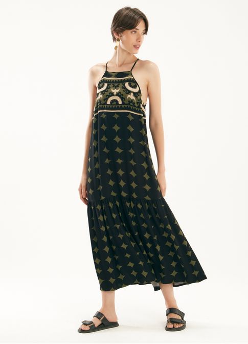 Vestido alcinha estampado catalina