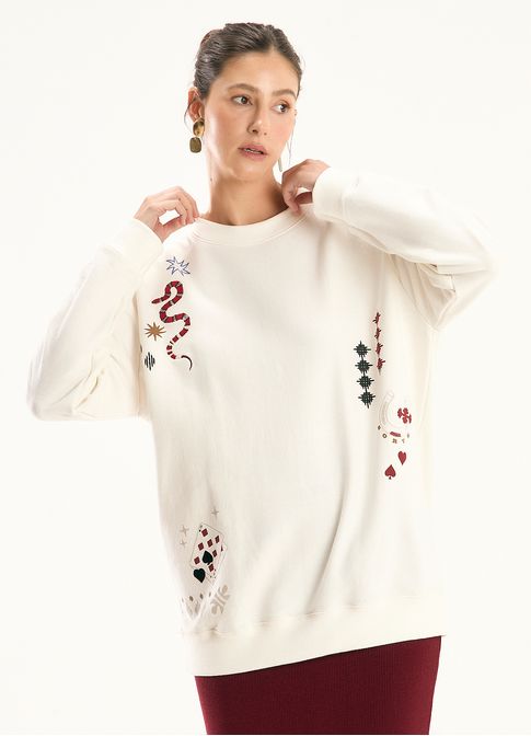 Moletom bordado mística off white