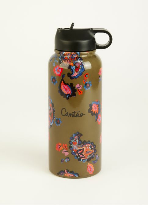 Garrafa térmica estampada paisley acqua