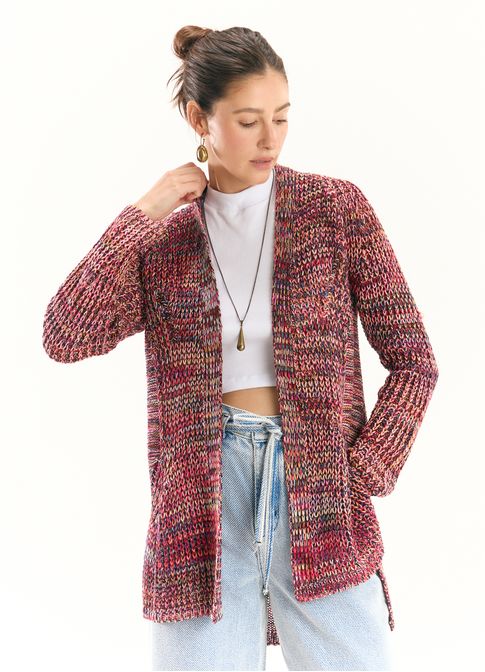 Cardigan listrado tricô