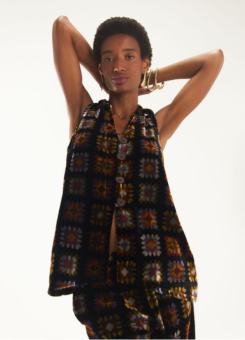 Blusa veludo folk