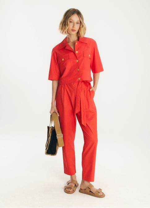 Calça algodão empapelado vermelho