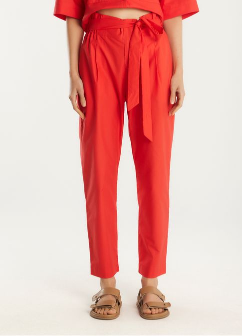 Calça algodão empapelado vermelho