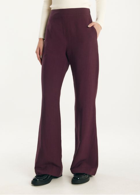 Calça flare alfaiataria linho valência roxo