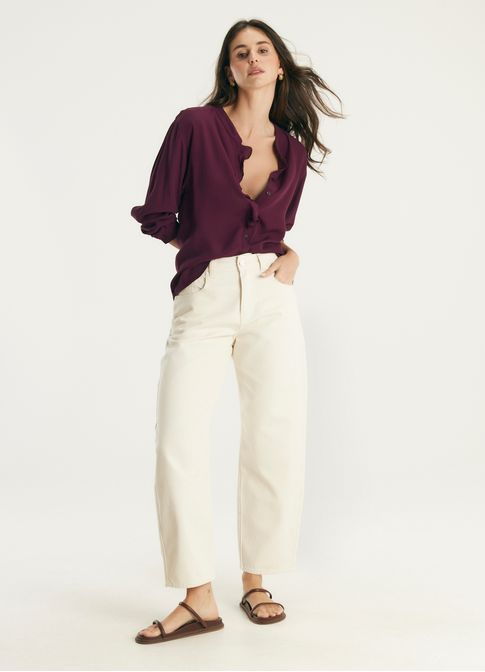 Camisa jabour viscose creponada roxo