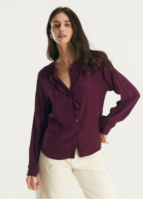 Camisa jabour viscose creponada roxo