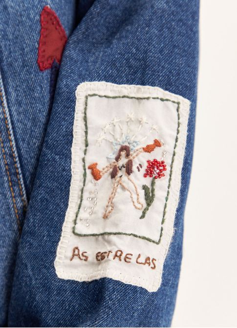 Jaqueta jeans bordado projeto artesania jeans