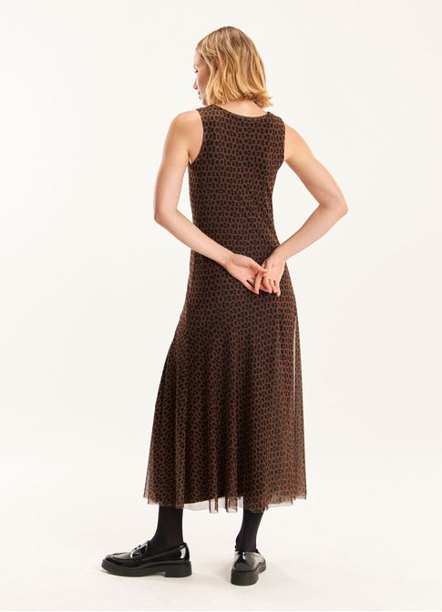 Vestido recortes tule padrão nós