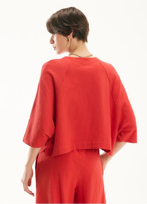 Blusa raglan malha vermelho