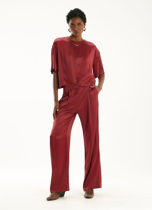 T shirt viscose acetinada vermelho