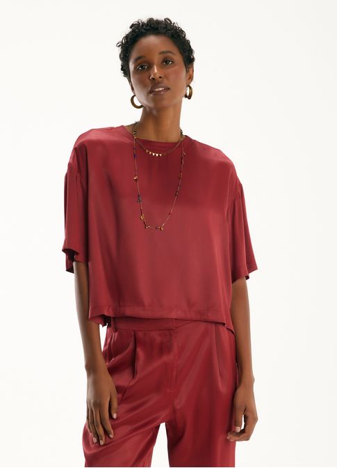 T shirt viscose acetinada vermelho
