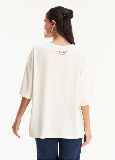 T-shirt maxi afeto e safadeza off white