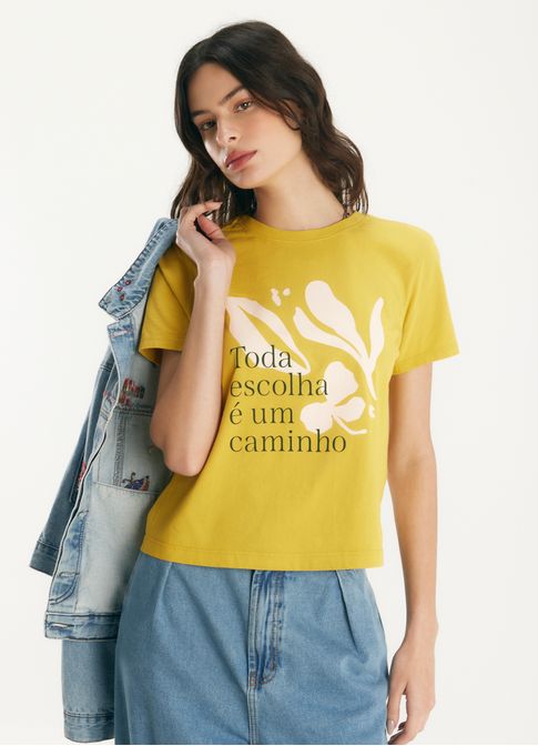 T-shirt babylook toda escolha amarelo