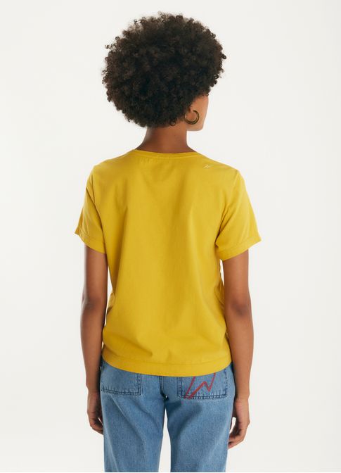 Blusa algodao detalhe franzido amarelo