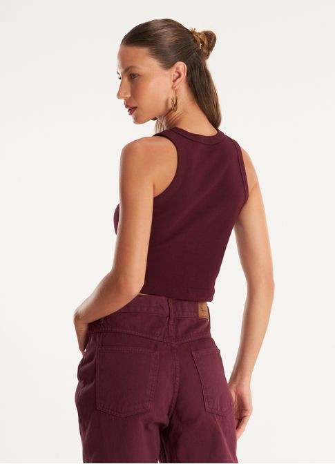 Cropped rib com elastano bordado pimenta roxo