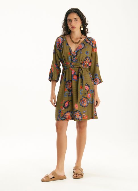 Vestido curto est paisley acqua