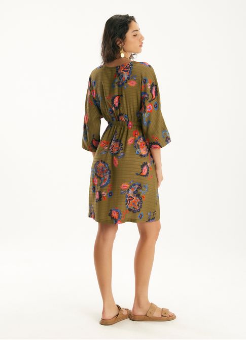 Vestido curto est paisley acqua