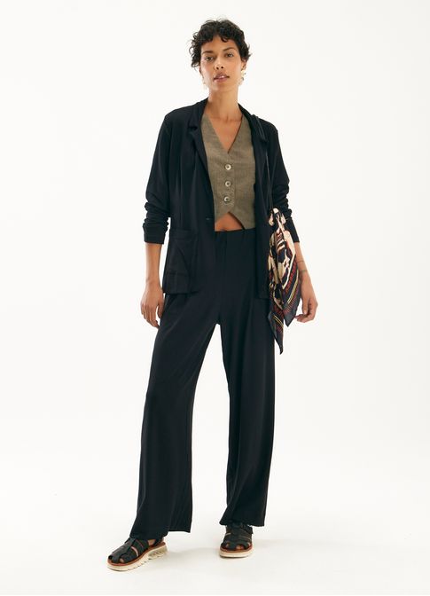 Blazer moletinho viscose alfaiataria preto