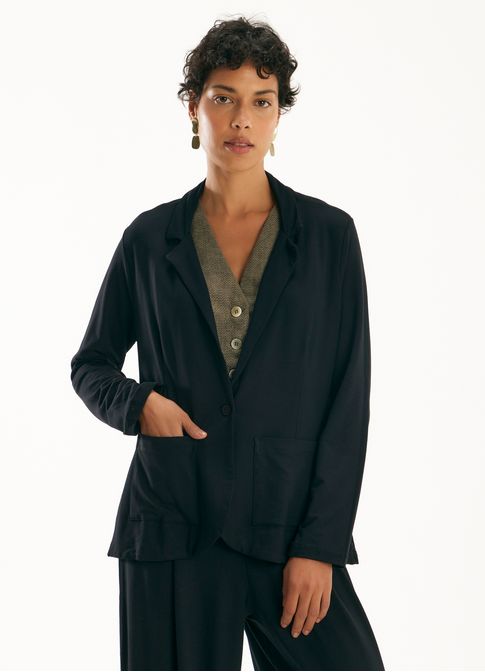 Blazer moletinho viscose alfaiataria preto