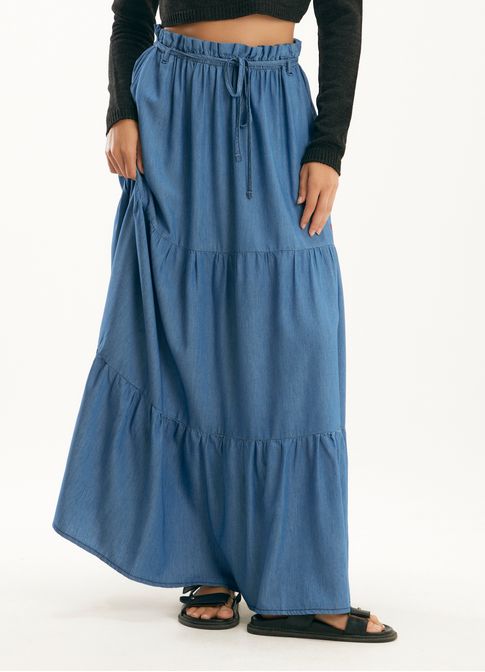 Saia jeans boho jeans