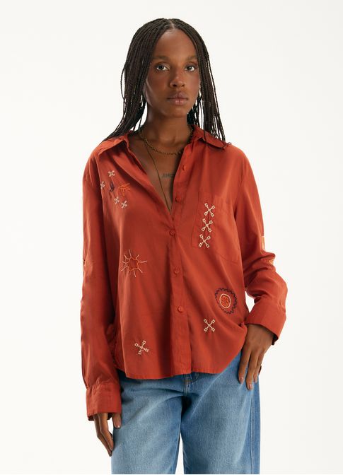 Camisa voil bordado romani