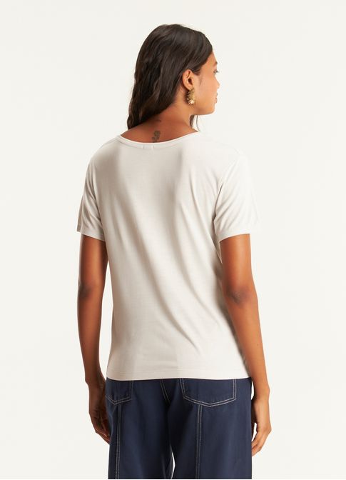 Blusa viscose gola v cinza