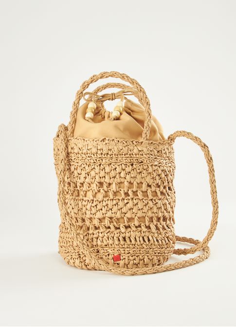 Bolsa palha baldinho bege