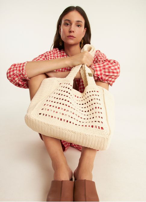 Bolsa macramê vichy