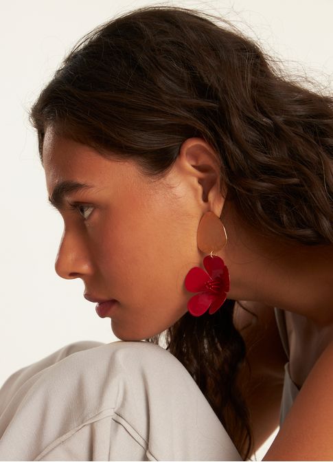 Brinco maxi flor vermelho