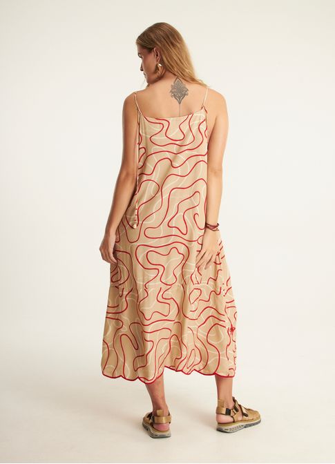 Vestido alcinha estampado ondular