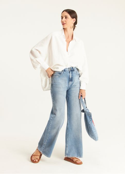 Calça wide leg premium bag jeans