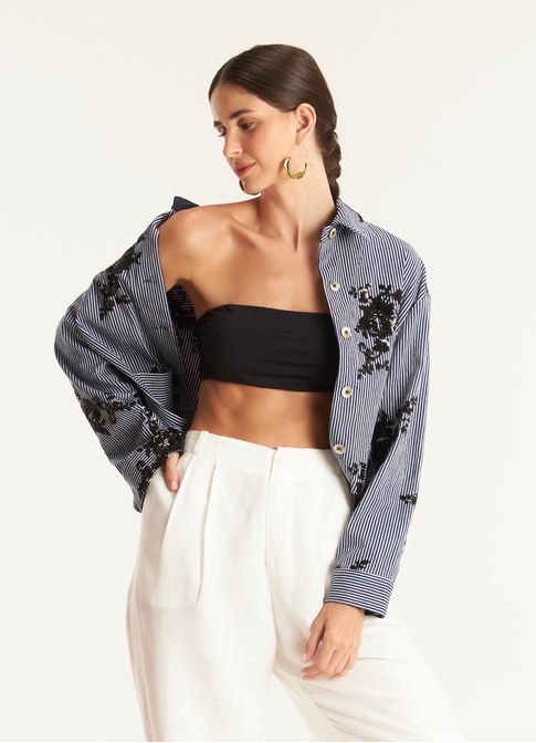 Cropped faixa alça removível preto
