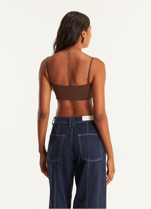 Cropped faixa alça removível marrom
