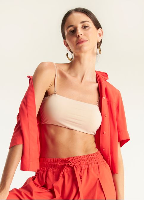 Cropped faixa alça removível areia
