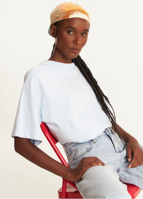 Blusa básica algodão maxi azul