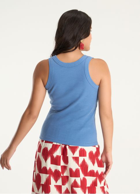 Regata básica ribana com elastano azul