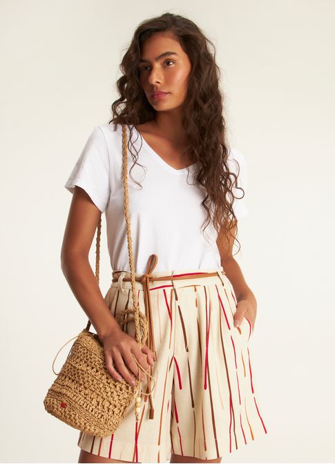 Blusa algodão gola v branco