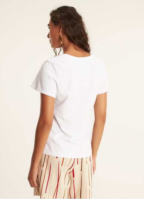 Blusa algodão gola v branco
