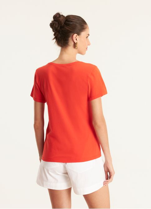 Blusa algodão gola v vermelho