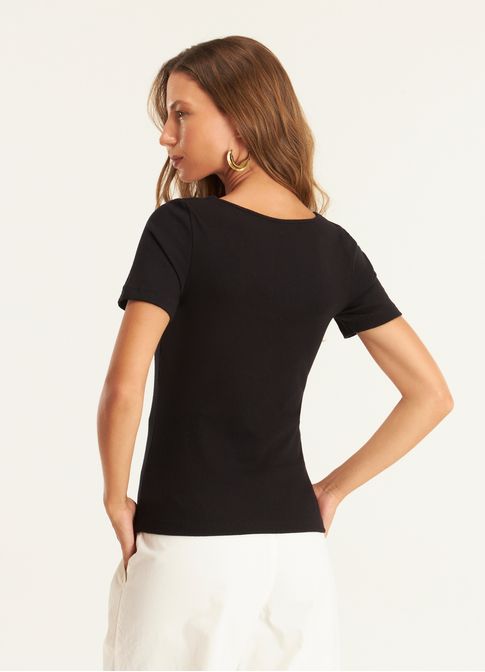 Blusa ribana viscose preto