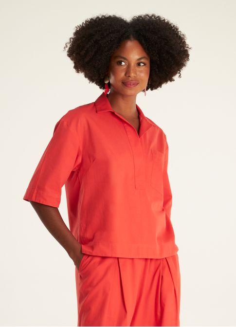 Camisa algodão leve amassadinho vermelho
