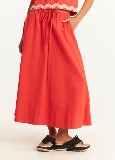 Saia algodão leve amassadinho vermelho