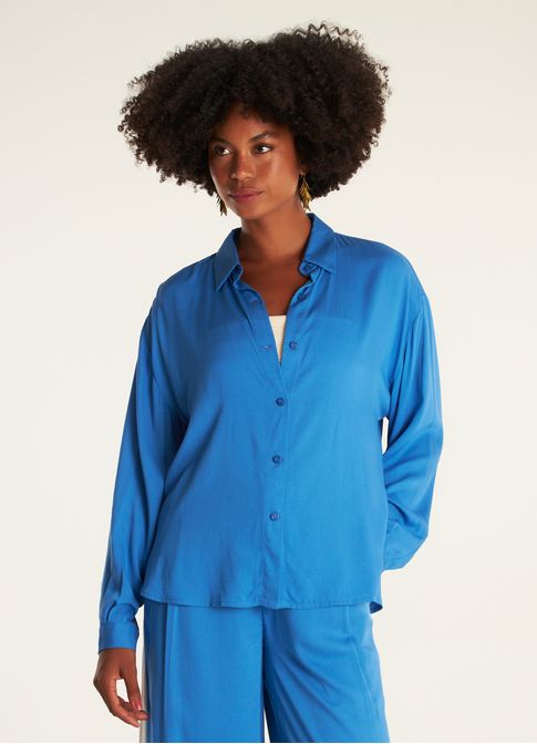 Camisa viscose pluma azul