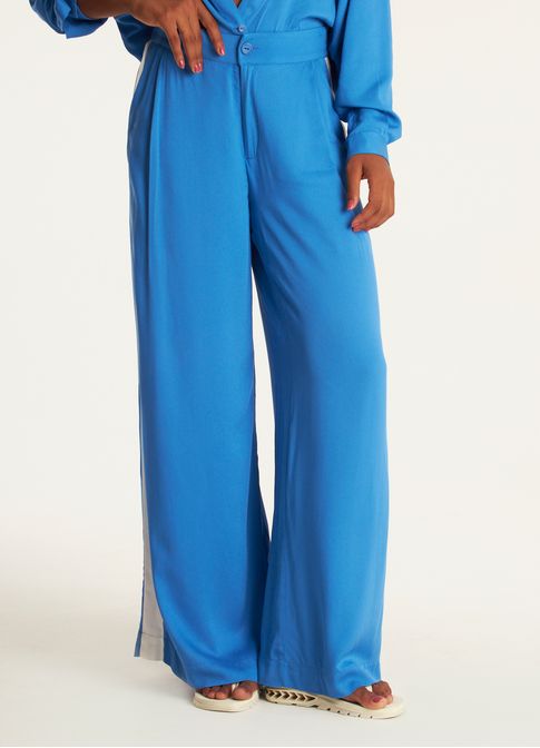 Calça alfaiataria viscose pluma azul