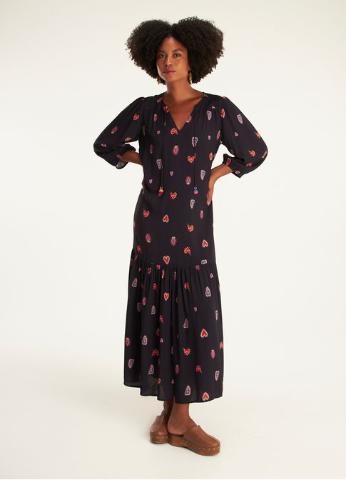 Vestido manga longa estampado ternura
